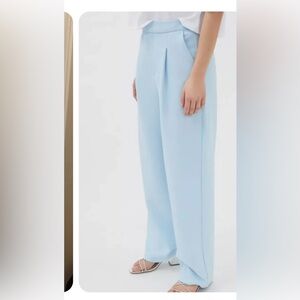 Urban Outfitters High Waisted Blue Wide Leg Trousers Size S Office Wear Formal